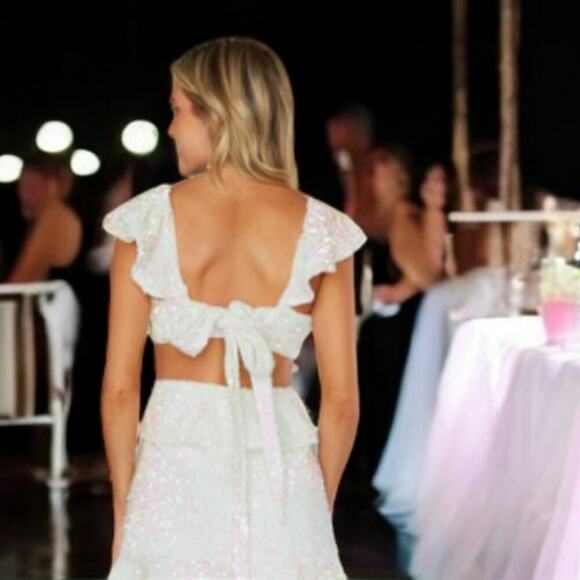 Show Me Your MuMu White Sequin Mini Dress L NWT - Picture 7 of 9